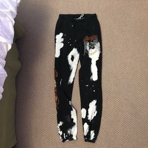Black Aerosmith bleached joggers